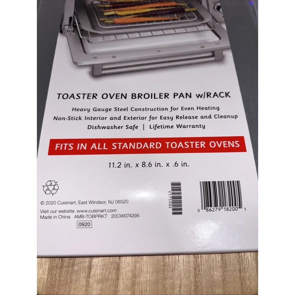 NEW Cuisinart Brand Toaster Oven 2pc Broiler Pan Rack Roasting Grill 11.2x8.6x.6